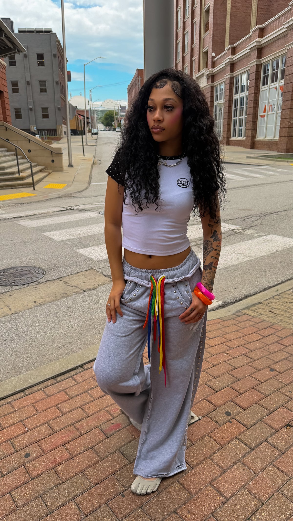 Gray double pocket sweatpants